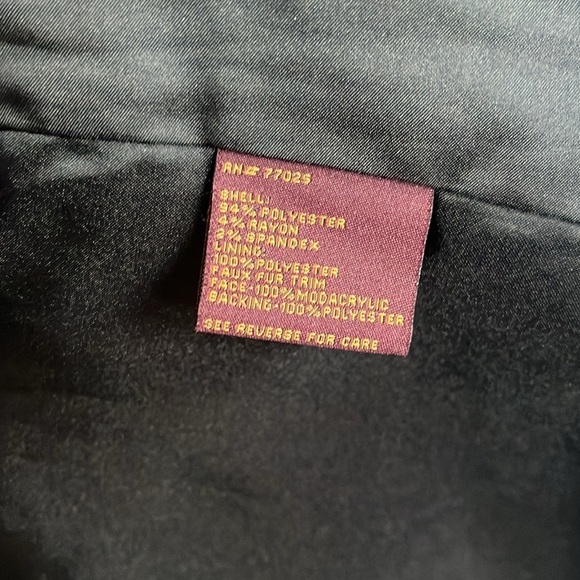 NWOT Hal Rubenstein Black Zippered Jacket Hood w/ Faux Fur Trim Winter Coat - Picture 12 of 14